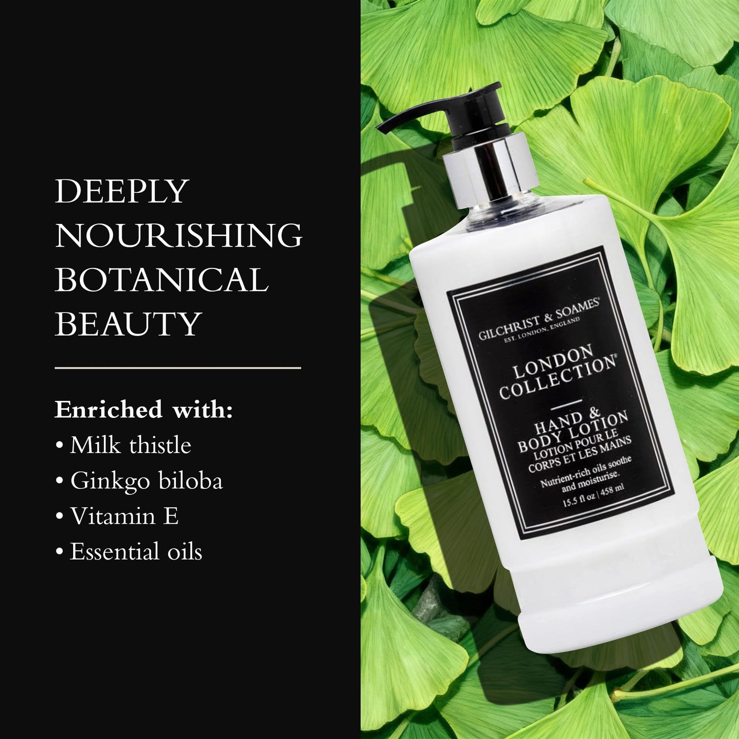 Gilchrist & Soames London Hand & Body Lotion - Natural Moisturizer with Red Tea, Soy, Grape Seed Oil, & Ginkgo - Paraben & Sulfate Free Cream