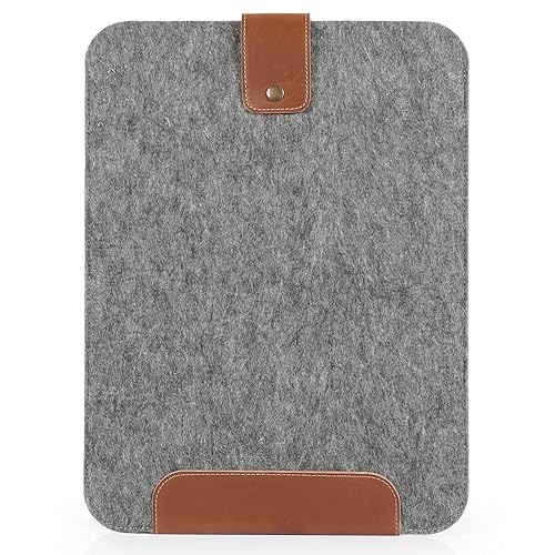 MegaGear Genuine Leather Laptop Sleeve Bag, Fleece Lined Zippered Protective Case compatible with 13-14 inch MacBook Pro Air M1 M2 M3 M4, Gray