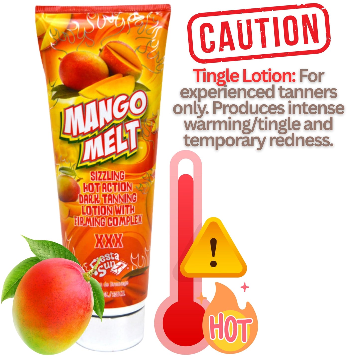 Fiesta Sun Mango Melt Sizzling Hot Action Dark Tanning Lotion, 8 fl oz, For Indoor or Outdoor Sunning