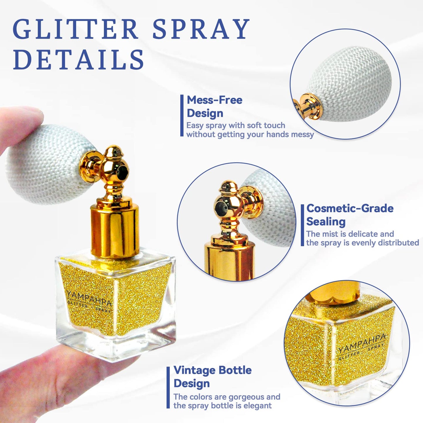 Body Glitter Spray, Gold Glitter Spray for Hair and Body, Include 1 Jar of Refills