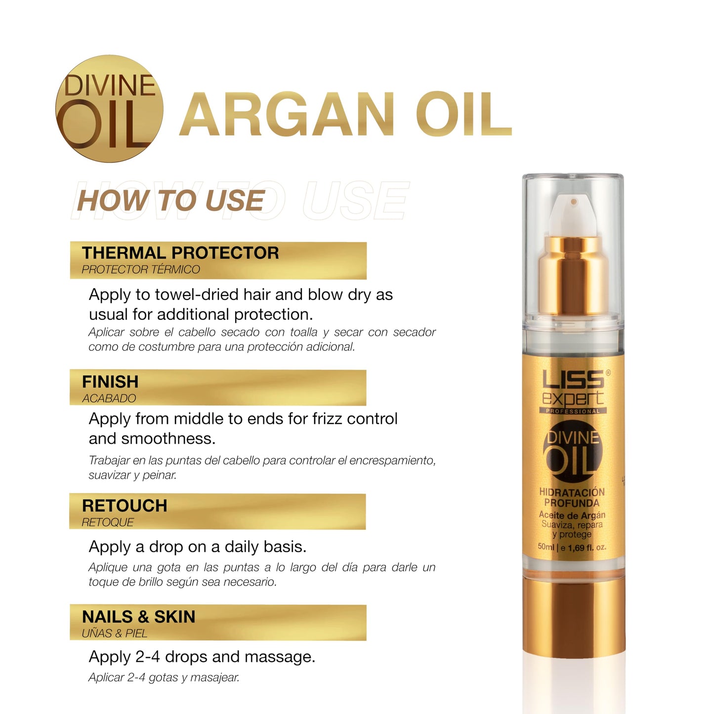 Liss Expert Professional Divine Oil - For Dry, Damaged Skin, Hair, Face, Body & Scalp - Men & Women