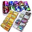 30 Sheet Holographic Transfer Nail Foil Stickers Starry Sky Nail Art Foils Sticker Wraps Metallic Gold Silver Laser Transfer Nail Decals for Manicure