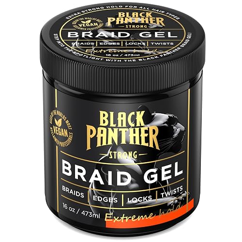 Black Panther Braid Gel | Extreme Hold, | Enriched With Multivitamins I No Flaking or Drying | Long Lasting for Braids, Locs, Twists, Cornrows