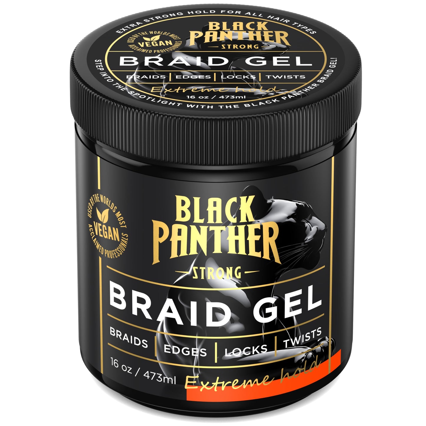 Black Panther Braid Gel | Extreme Hold, | Enriched With Multivitamins I No Flaking or Drying | Long Lasting for Braids, Locs, Twists, Cornrows
