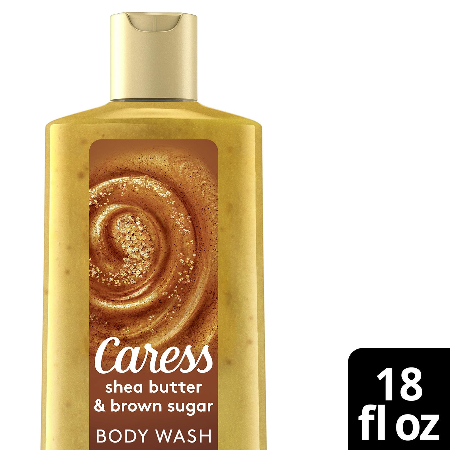 Caress Exfoliating Body Wash for Everyday Use Shea Butter & Brown Sugar 18 oz (Pack of 3)
