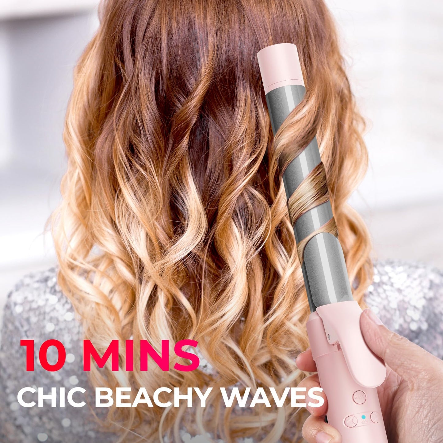 Rotating Automatic Curling Iron -TYMO ROTA Curling Wand for Beach Waves, Long Barrel Ceramic Coating Hair Curler for Women, 40 Million Ionic, 5 Temps