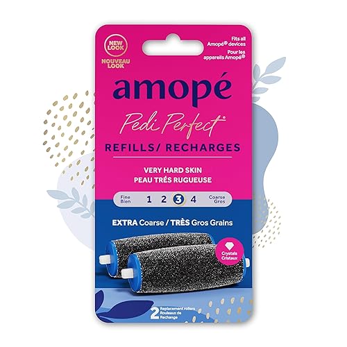 Amopé Pedi Perfect Electric Callus Remover Foot File Roller Head Refills, with Diamond Crystals, Removes Hard & Dead Skin, Extra Coarse for Very Hard