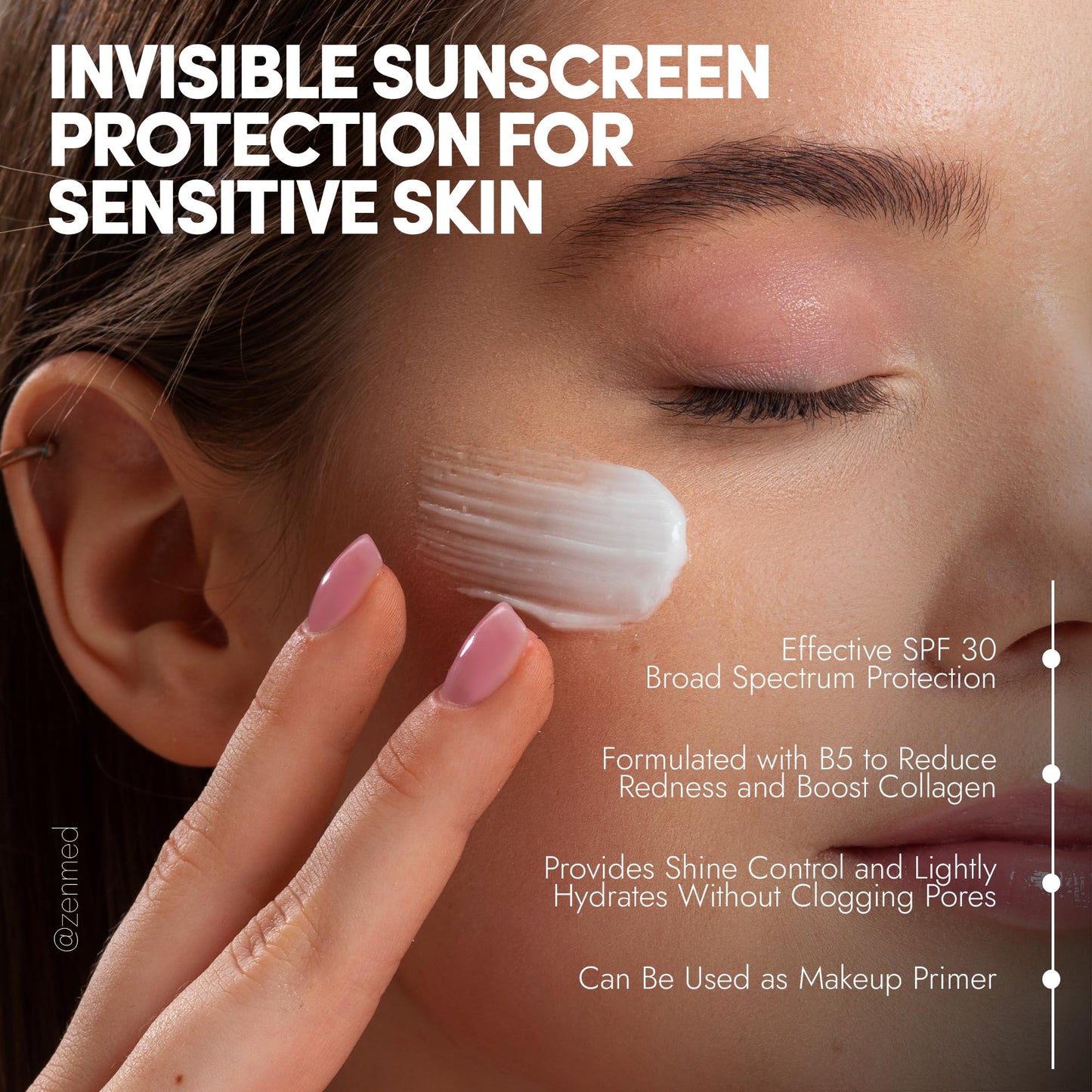 ZENMED Oil-Free Moisturizer with SPF 30-2 oz. 100% PABA-Free Light & Sheer Formula Helps Protect Sensitive & Troubled Skin Types For Oily & Acne Skin