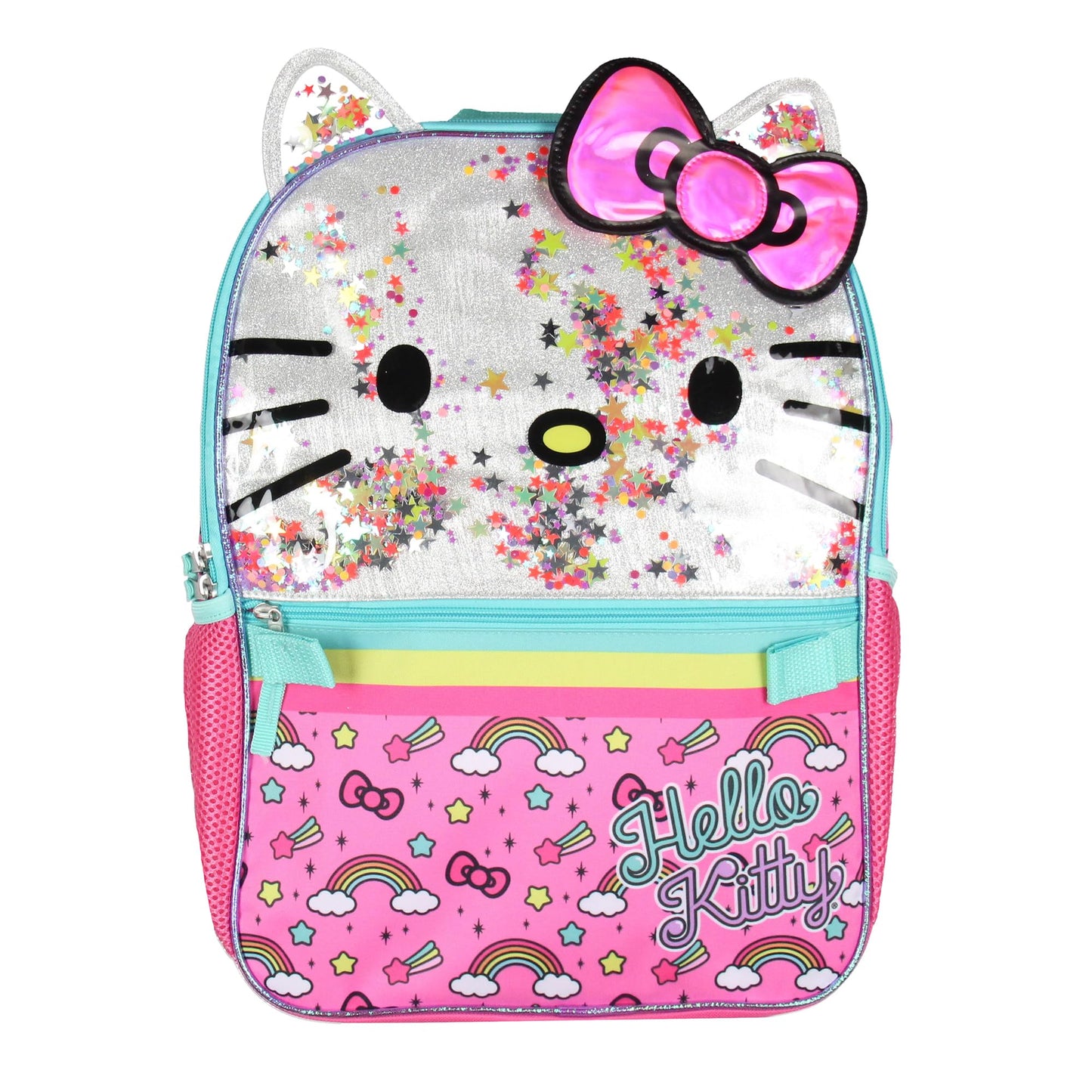 AI ACCESSORY INNOVATIONS Sanrio Hello Kitty Glitter 2 Piece School Travel Backpack Set For Girls With Detachable Insulated Lunch Box