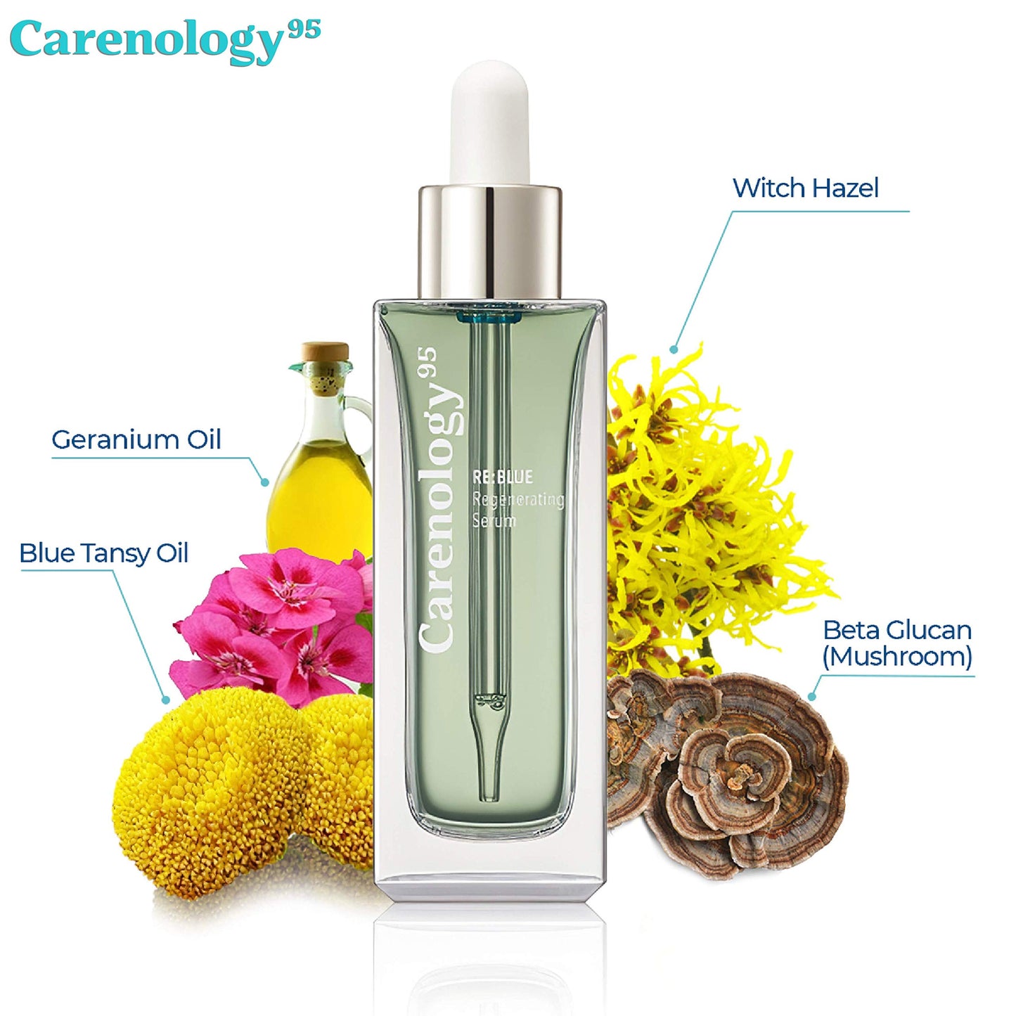 Carenology Blue Tansy Regenerating Organic Face Serum: Oil-Free, Antioxidant Natural Ingredients Witch Hazel, Neroli Oil, Beta glucan for Pure