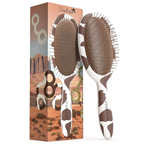 FRAMAR Cow Print Hair Brush Detangler, Detangling Hairbrush For Women, Wet Hair Brush For Girls, Hair Detangler Brush, Wet Hairbrush, Hairbrushes