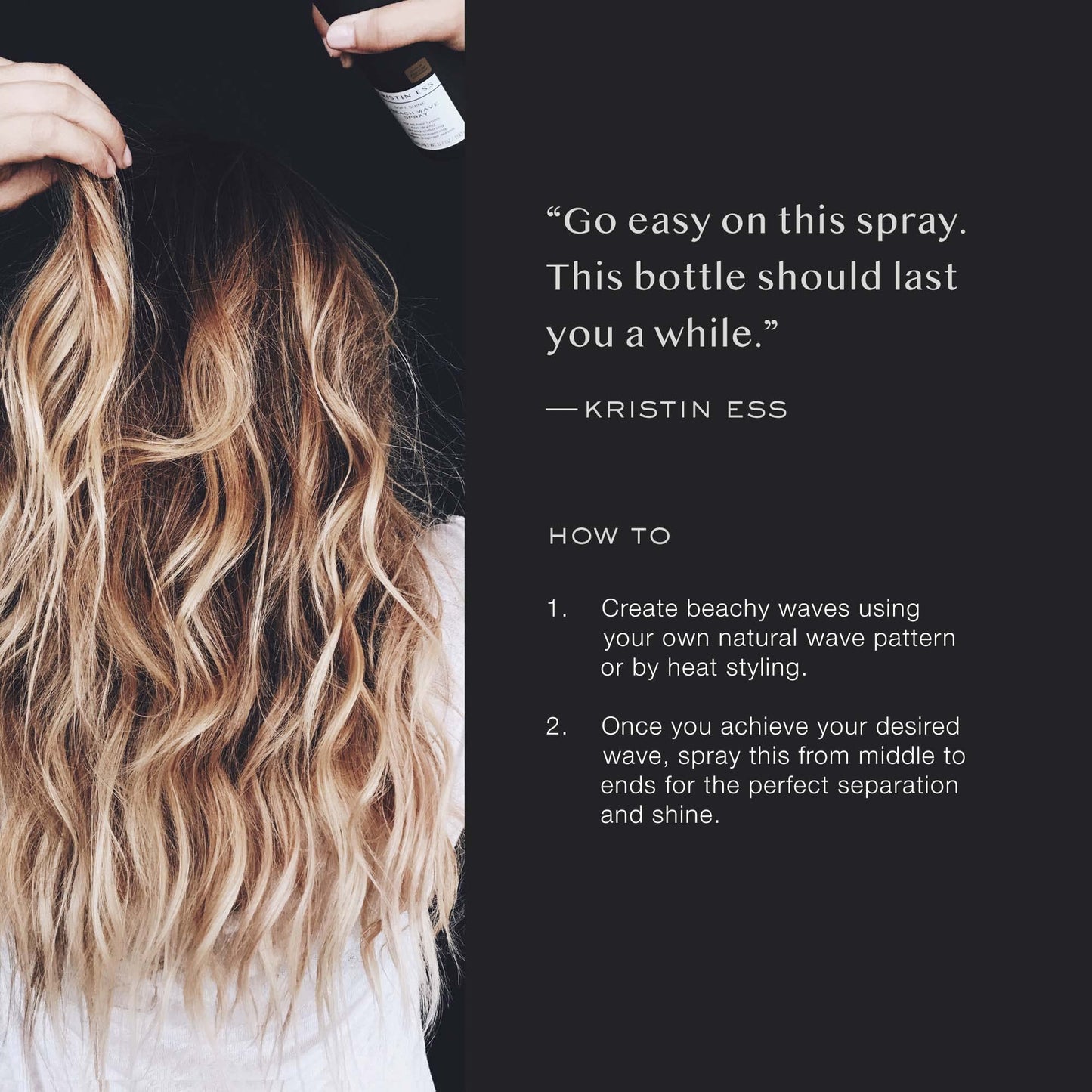 Kristin Ess Hair Soft Shine Beach Wave Hair Spray for Soft Texture + Shine, Non-Drying, Wavy Hair Styling Product, 6.7 oz (Pack of 2)
