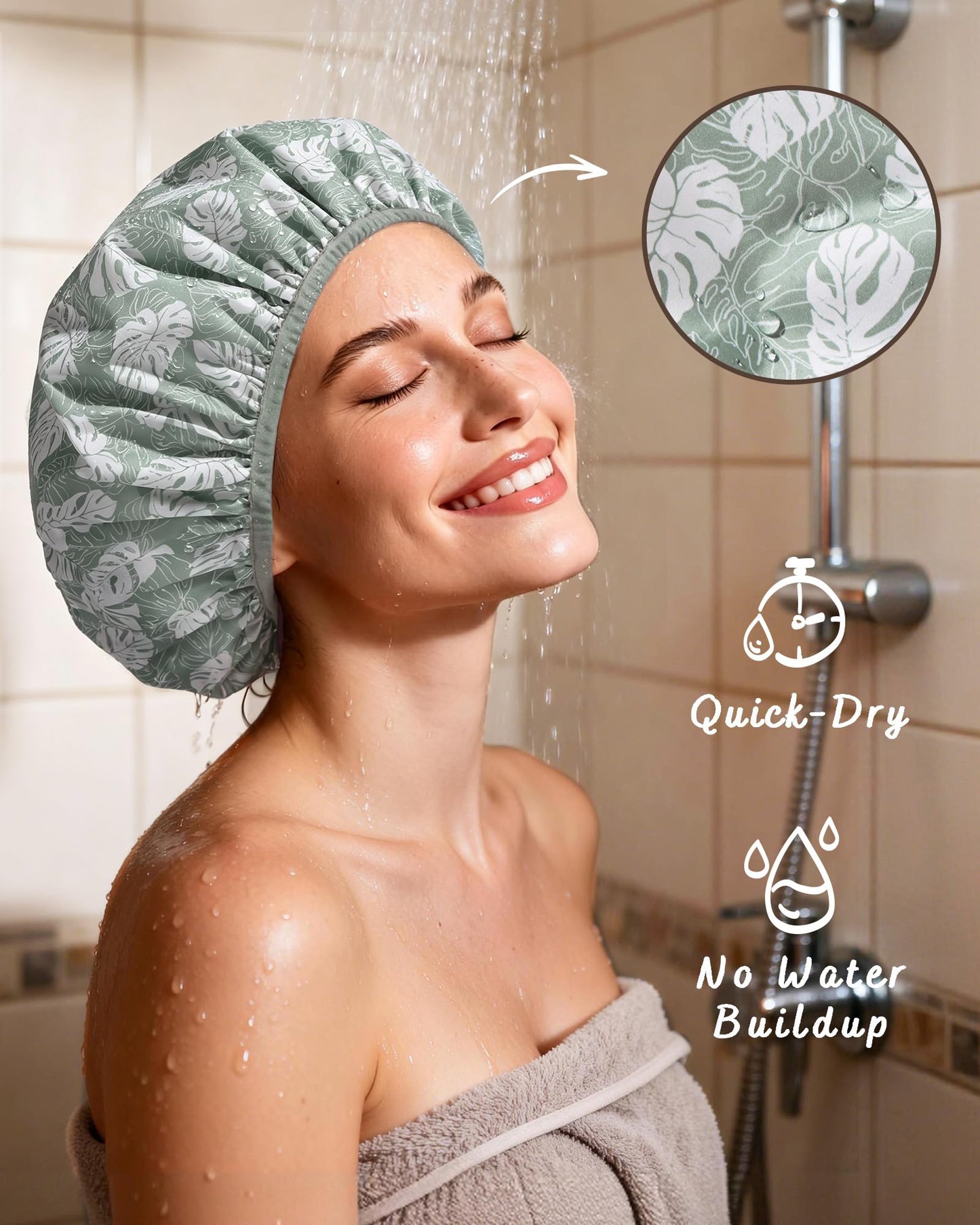 Yanibest Frizz Free Satin Lined Shower Cap with Soft Elastic Band Beauty and Personal Care YANIBEST