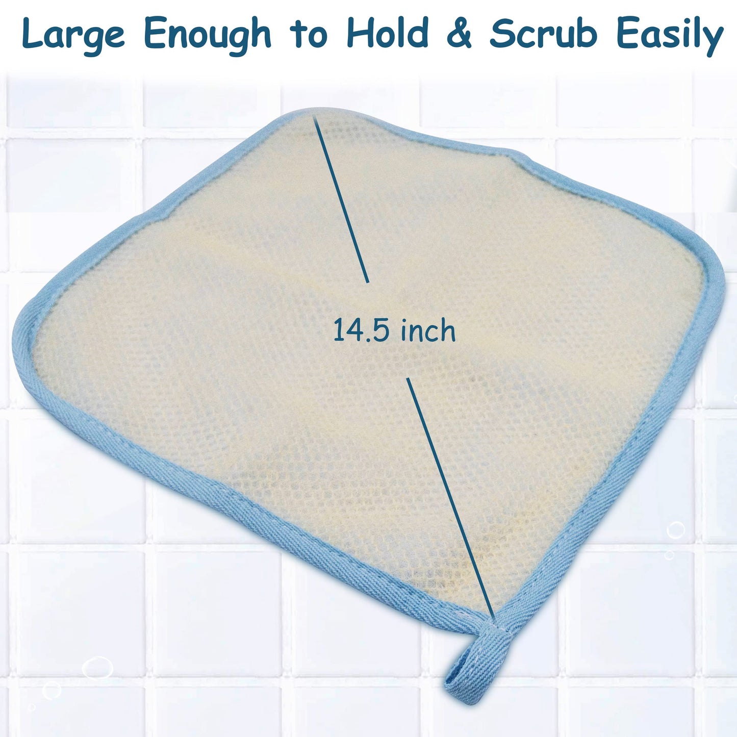 Bleu Bath (6 Pack) Dual-Sided Exfoliating Skin Towel Natural Terry Body Cloth Scrubber Premium Sturdy Loofah Towel Soft and Buffing Wash Cloth White