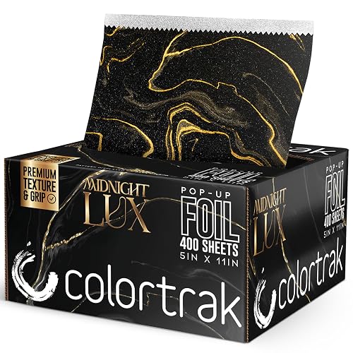 Colortrak Lux Pop-up Foil W/Dispenser (400 Count), Pre-cut Sheets, Non-Slip Embossed Texture, 5" x 11" Sheets for Hair Foil Coloring and Highlighting