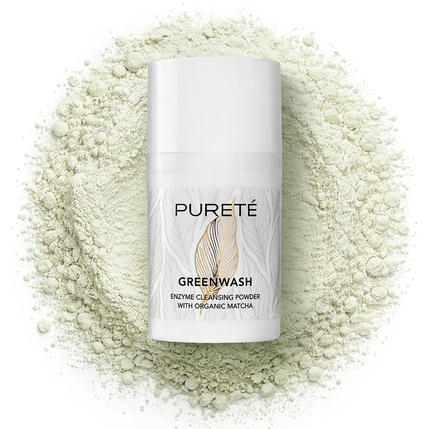 Pureté Greenwash Enzyme Cleansing Powder for Face | Ceremonial Matcha Powder-to-Foam Cleanser | Water-Activated Gentle Exfoliating Face Wash | Made in