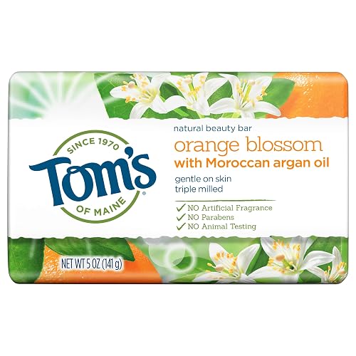 Tom's of Maine Natural Beauty Bar, Bar Soap, Natural Soap, Orange Blossom with Moroccan Argan Oil, 5 Ounce