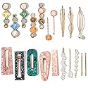 Mehayi 20 PCS Pearls and Acrylic Resin Hair Clips, Handmade Hair Barrettes, Marble Alligator bobby pins, Glitter Crystal Geometric Hairpin, Elegant