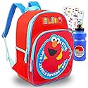 Sesame Street Backpack for Kids - Bundle with 16” Sesame Street School Backpack Plus Water Bottle, Tattoos, More | Elmo School Bag for Boys, Girls Set