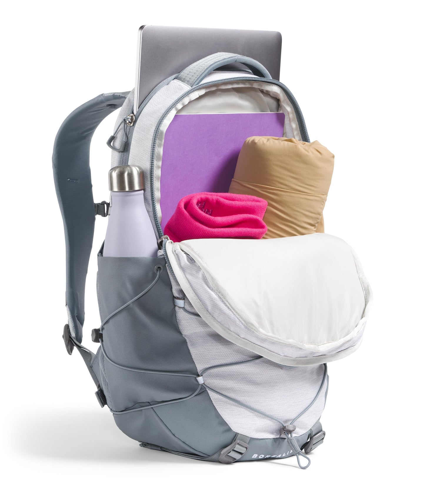 The North Face Women's Borealis Commuter Laptop Backpack - Everyday Travel Bag, 16" Laptop Sleeve, Reflective Details, TNF White Metallic Mélange/Mid Grey-NPF, One Size