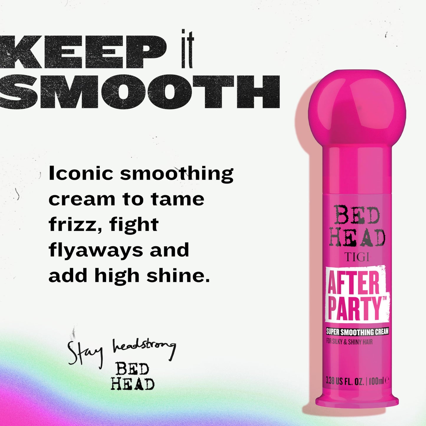 TIGI Bed Head After Party Super Smoothing Cream - Anti Frizz Hair Styling Product, Humidity Protection for Frizzy, Dull, or Coarse Hair, 3.38 fl oz