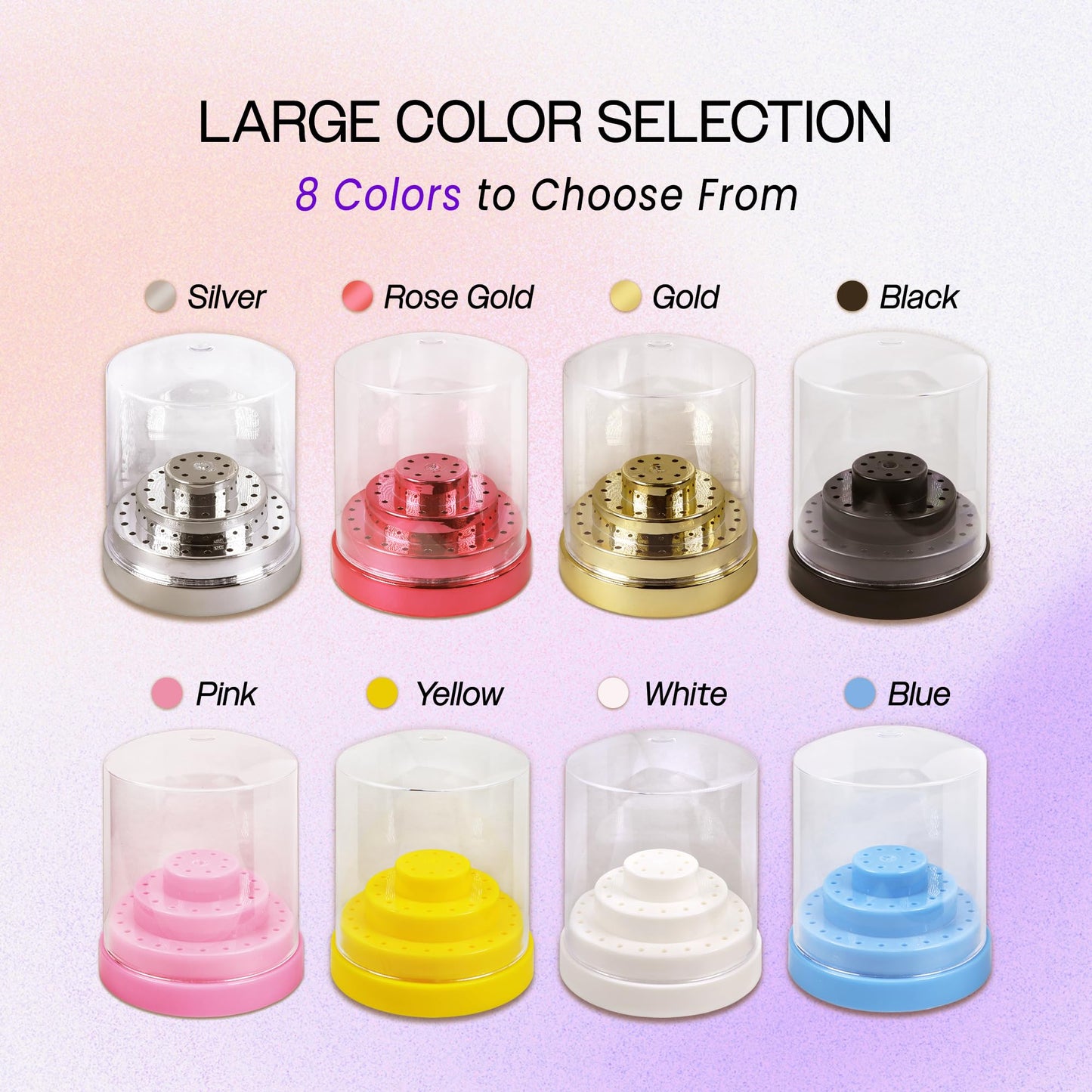 PANA Round Cake Tier Nail Drill Bit Holder Display Organizer Case - Dustproof Carbide Bit Storage Container Box For Manicure Tools Nail Salon - 48