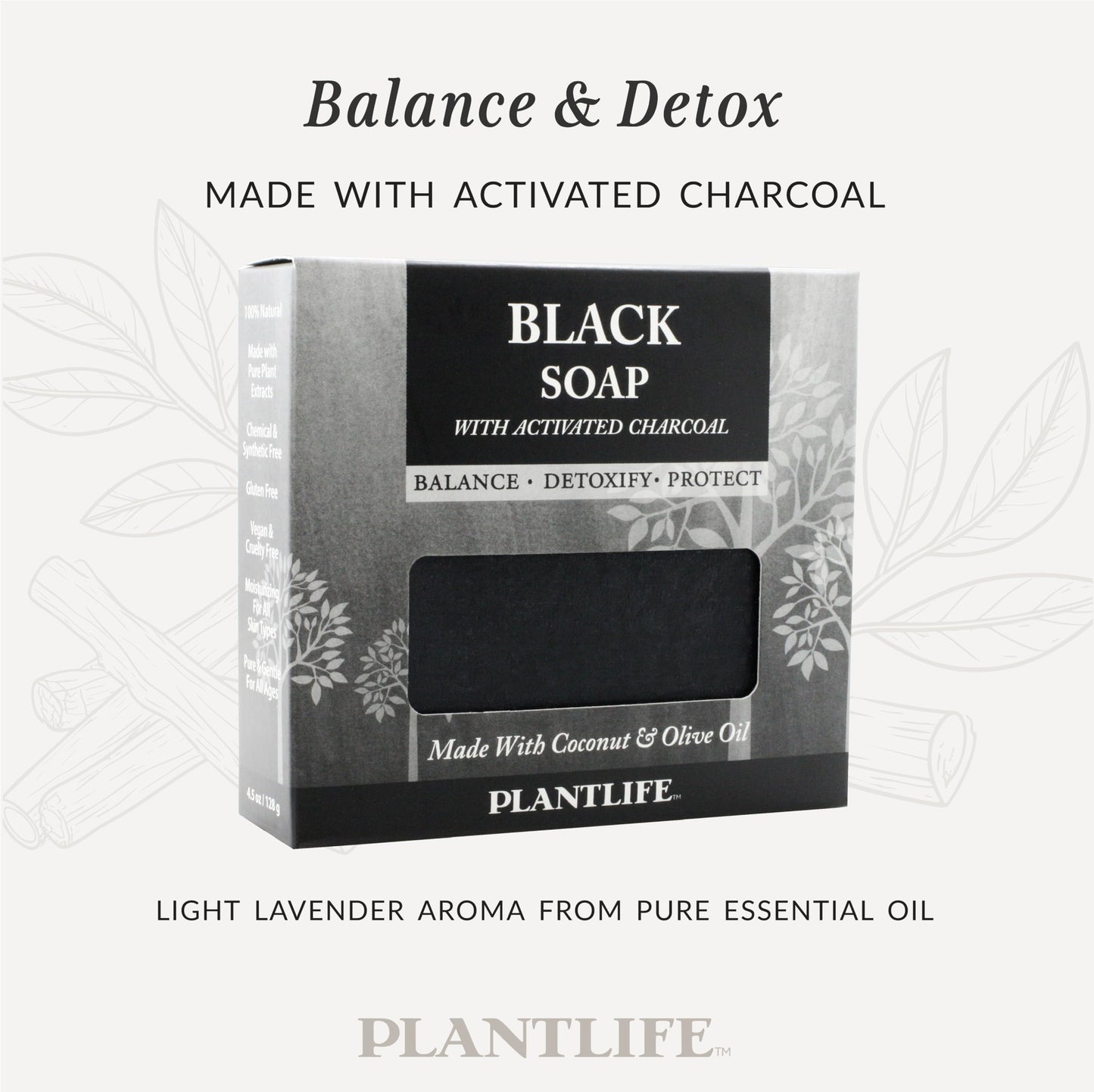 Plantlife Black Bar Soap - Moisturizing and Soothing Soap for Your Skin - Hand Crafted Using Plant-Based Ingredients - Made in California 4.5oz Bar