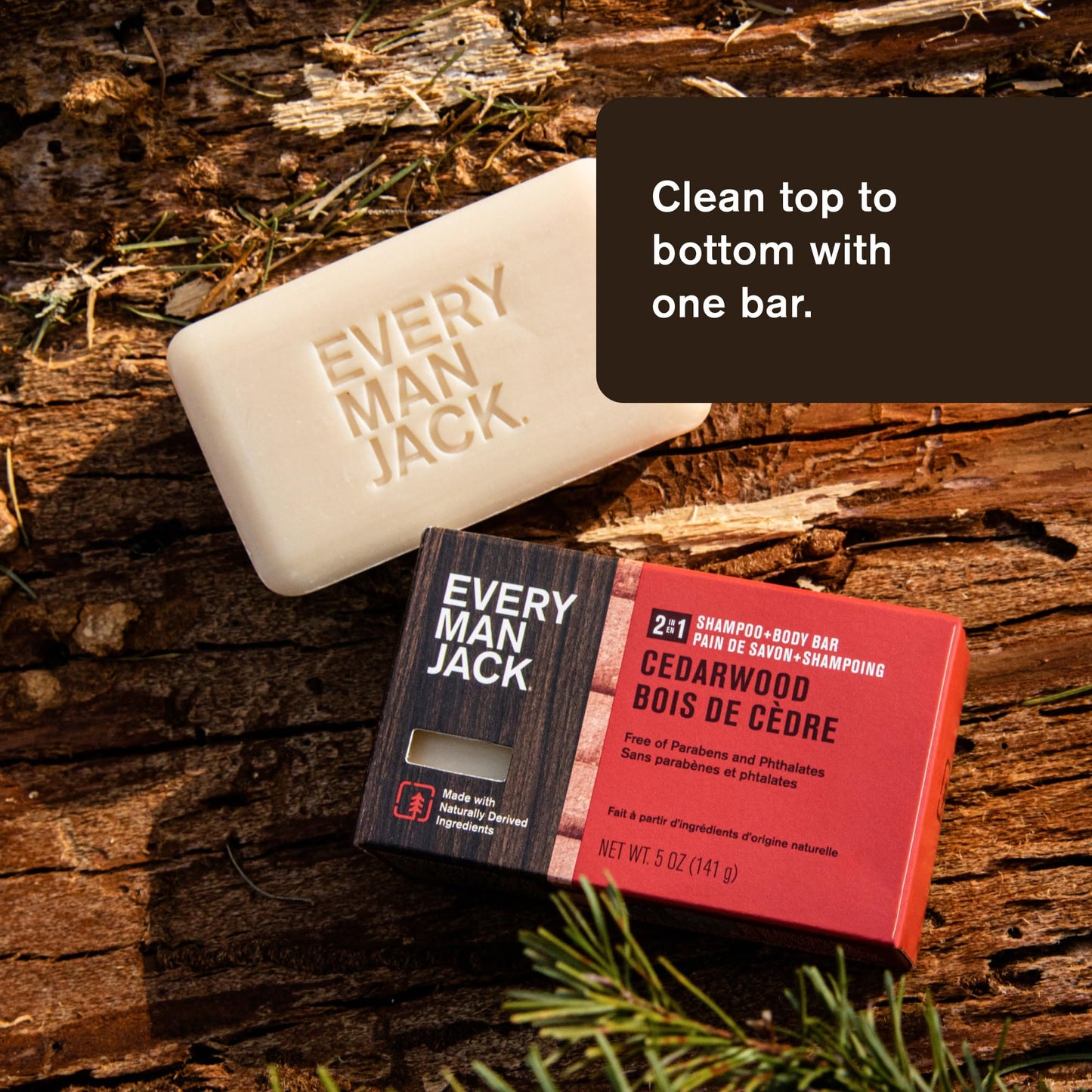 Every Man Jack Cedarwood 2 In 1 Shampoo And Body Bar, 5 Oz
