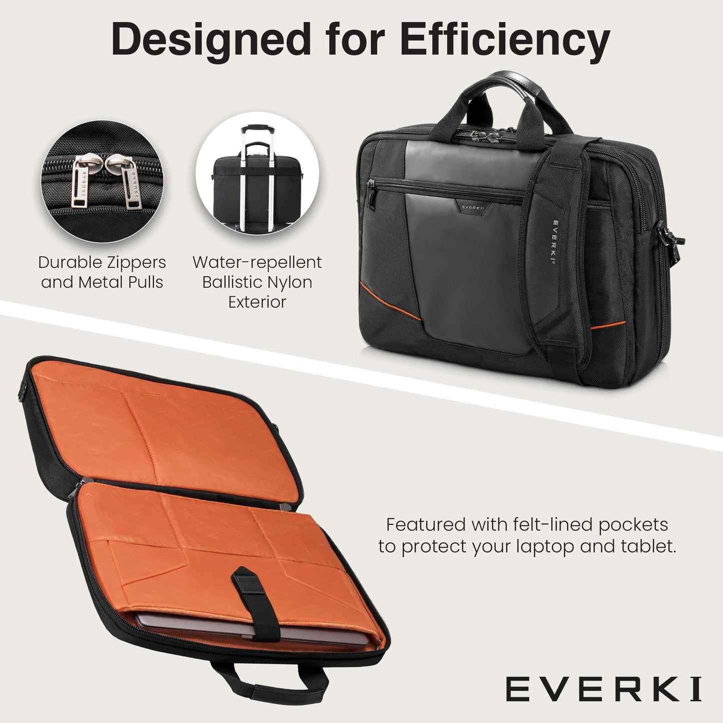 EVERKI Flight Business Laptop Briefcase Bag - Travel Checkpoint Friendly & Heavy Duty Laptop Briefcases for Men, Business Travel Bag with Lap top