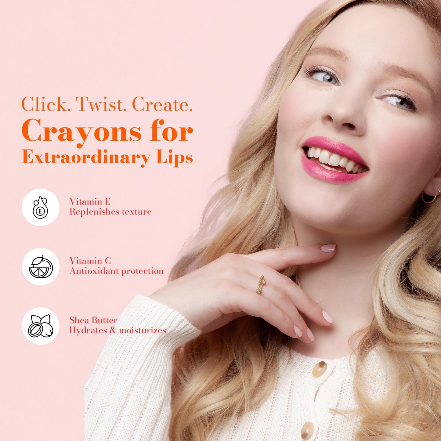 Juwel Cosmetics Retractable Lip Crayon, High Shine Long Lasting Lip Liner with Vitamins C & E, Shea & Cocoa Butter, Ultra Smooth Full Coverage