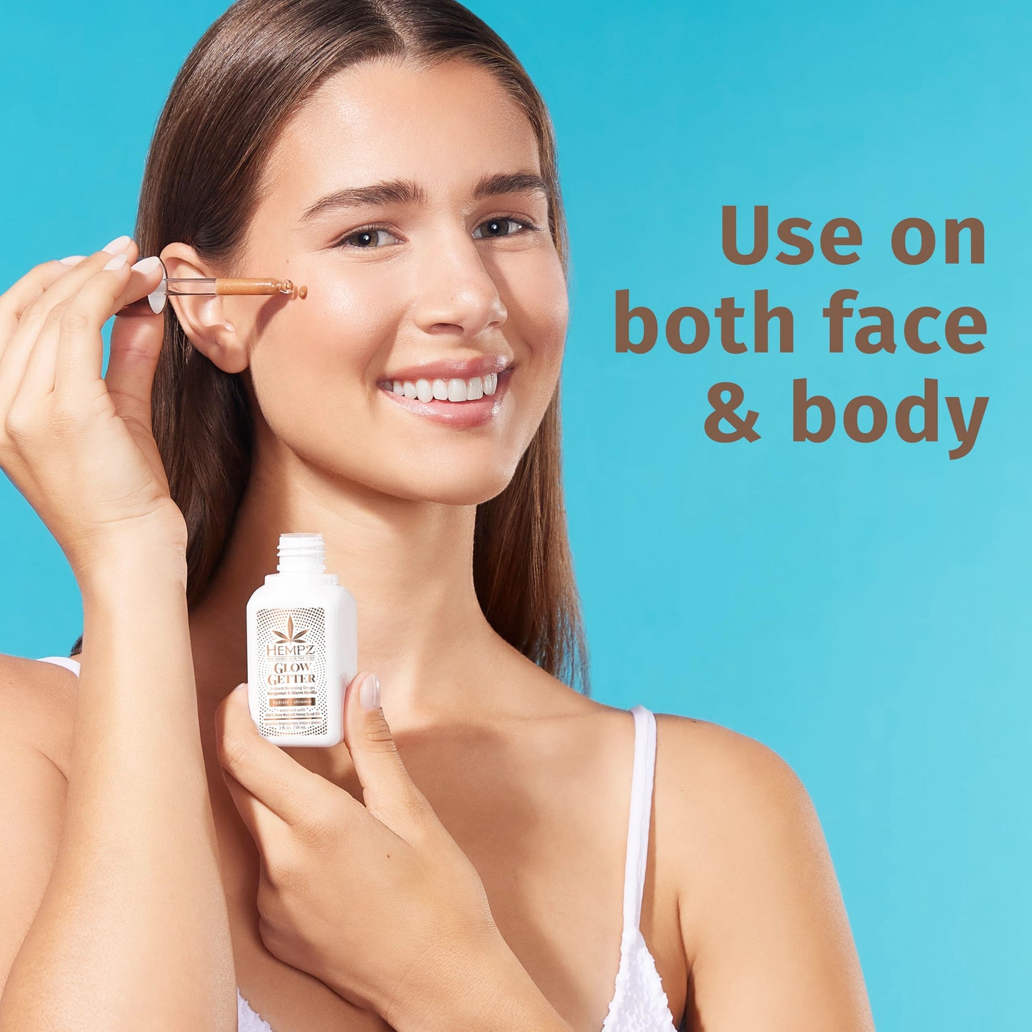 Hempz NEW Glow Getter Instant Bronzing Drops, Dewy Face Bronzer, Hydrating Shimmer, 2 oz.
