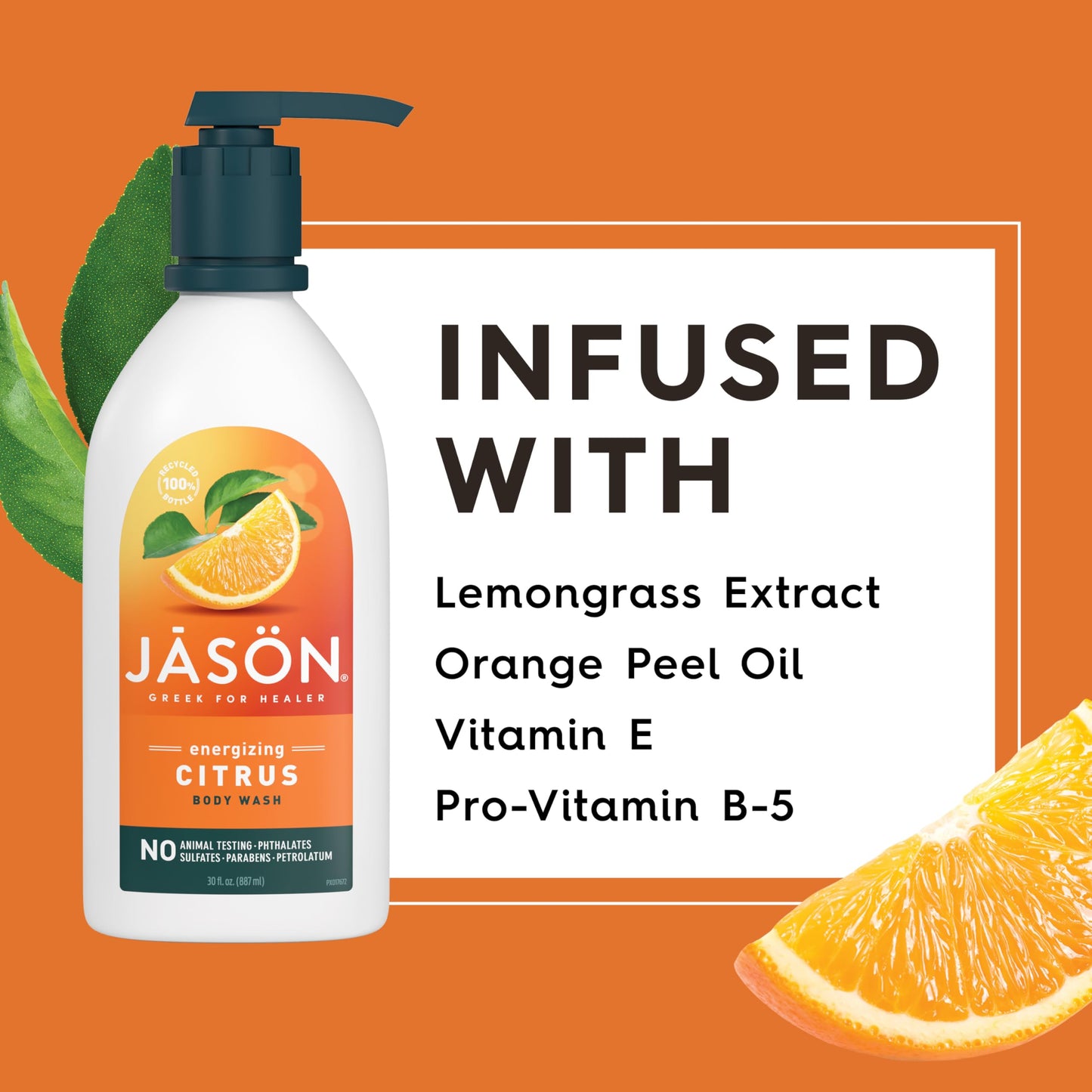 Jason Natural Products Citrus Satin Shower Body Wash, 30 Ounce - 2 per case