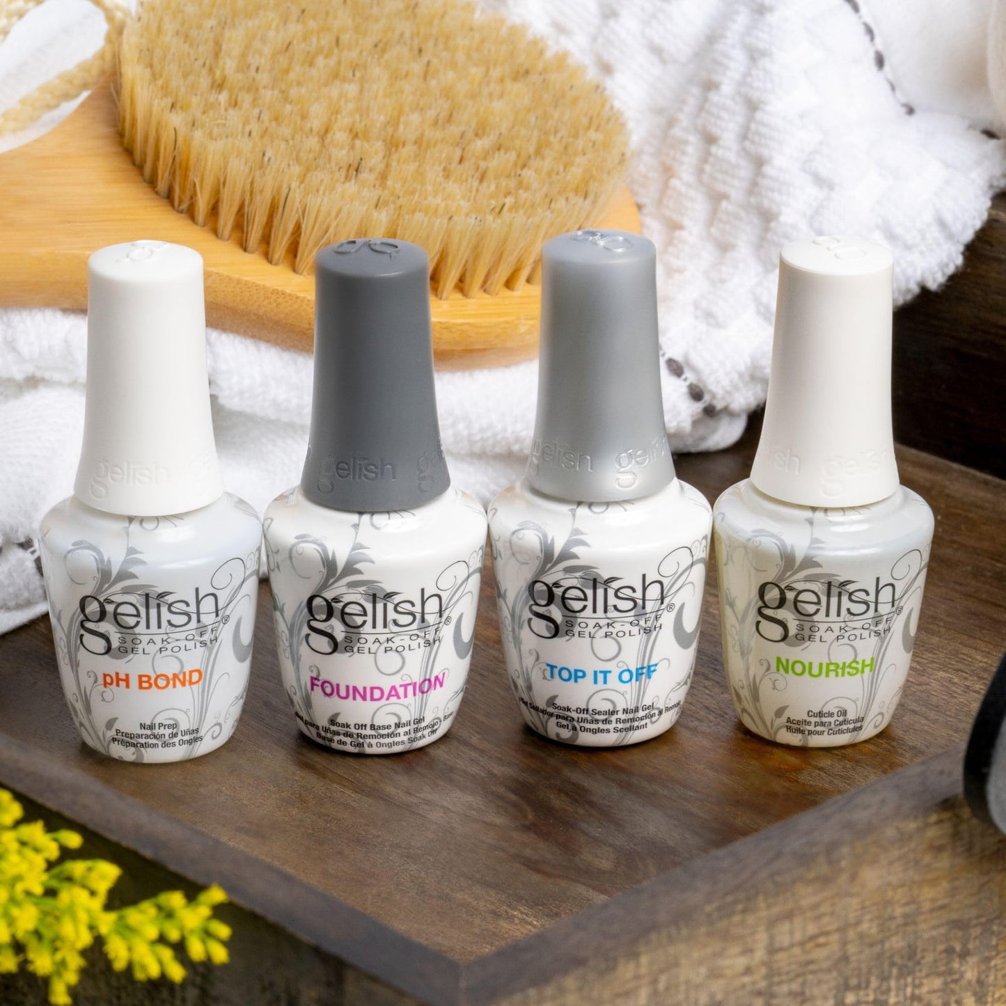 Gelish Fantastic Four Essentials Kit - Long-Lasting, Chip-Free Shine, Durable Finish, Complete Manicure System for Salon-Quality Nails at Home