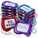 Bedwina Mini Magnetic Drawing Board for Kids - (Pack of 12) Backpack Keychain Clip Drawing Boards, Erasable Doodle Sketch Writing Pad Boys & Girls…