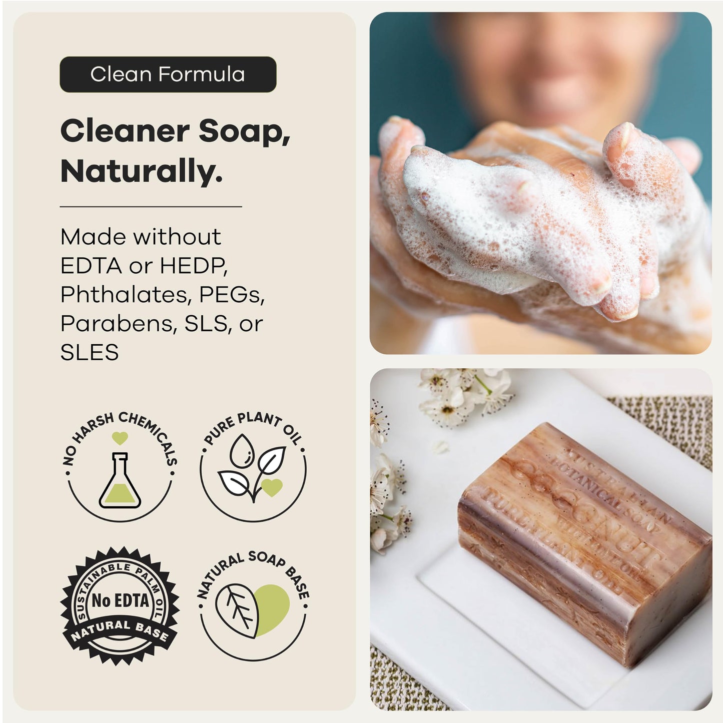 Australian Botanical Soap, 6.6 OZ, Coconut and Lime Oil, Triple Milled Bars made with a Natural Soap Base and Enriched with Organic Shea Butter, Pack