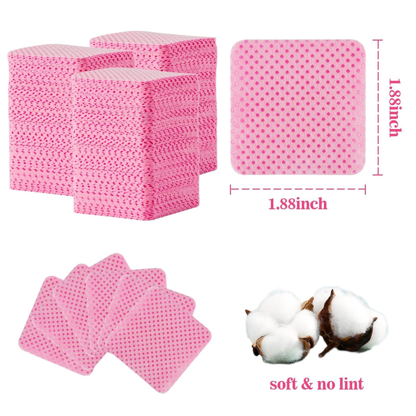 MAQIHAN 1200 Lint Free Nail Wipes - Pink Acetone Nail Polish Remover Wipes Lint Free Nail Wipes Pads Gel Nails No Lint Nail Glue Wipes Eyelash Beauty and Personal Care MAQIHAN