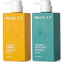 MEDIX 5.5 Exfoliating AHA Glycolic Acid Face & Body Wash Cleanser + Vitamin C Moisturizing Body Cream Lotion Skin Care 2PC Set | Alpha Hydroxy Acid