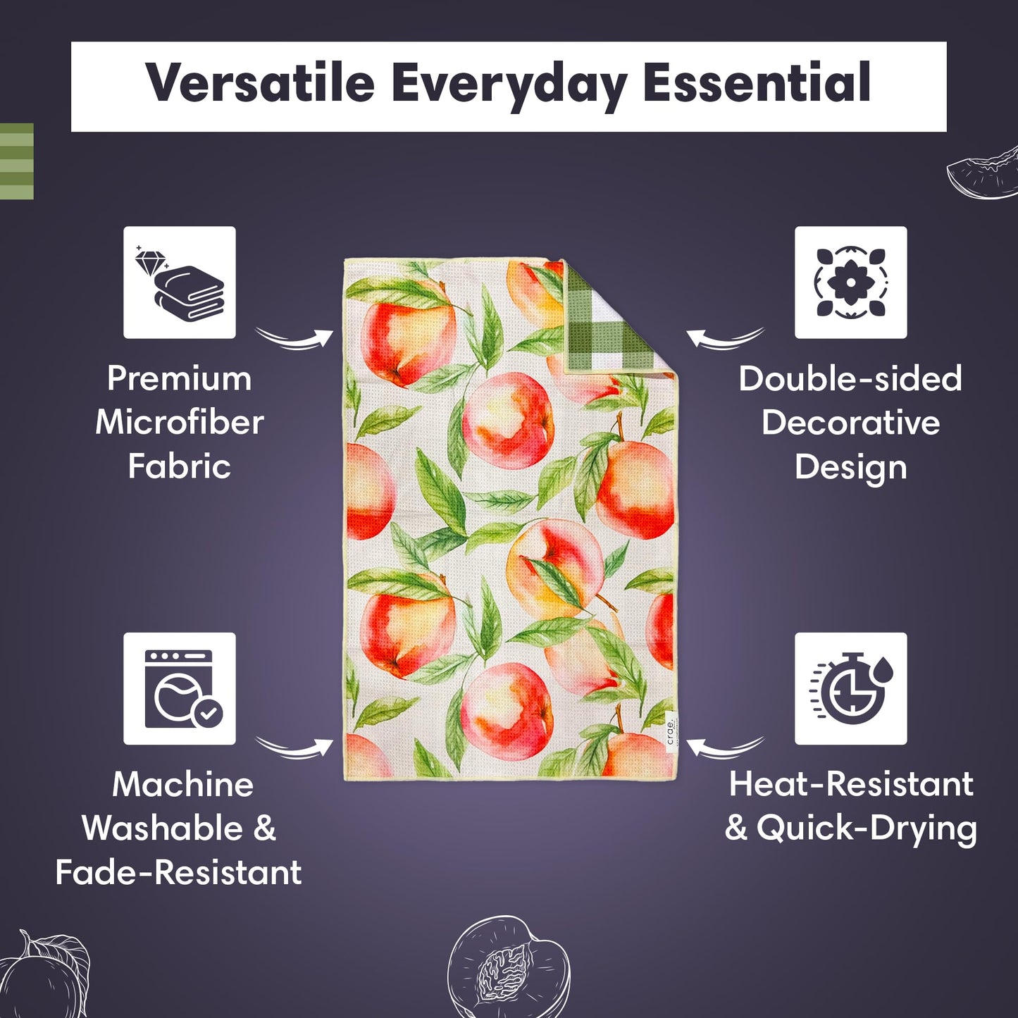 Reversible Microfiber Towel - Ultra Absorbent, Quick-Drying Hand Towels - Modern Design, Scratch-Free, Lint-Free for Kitchen, Bathroom, Car Cleaning…