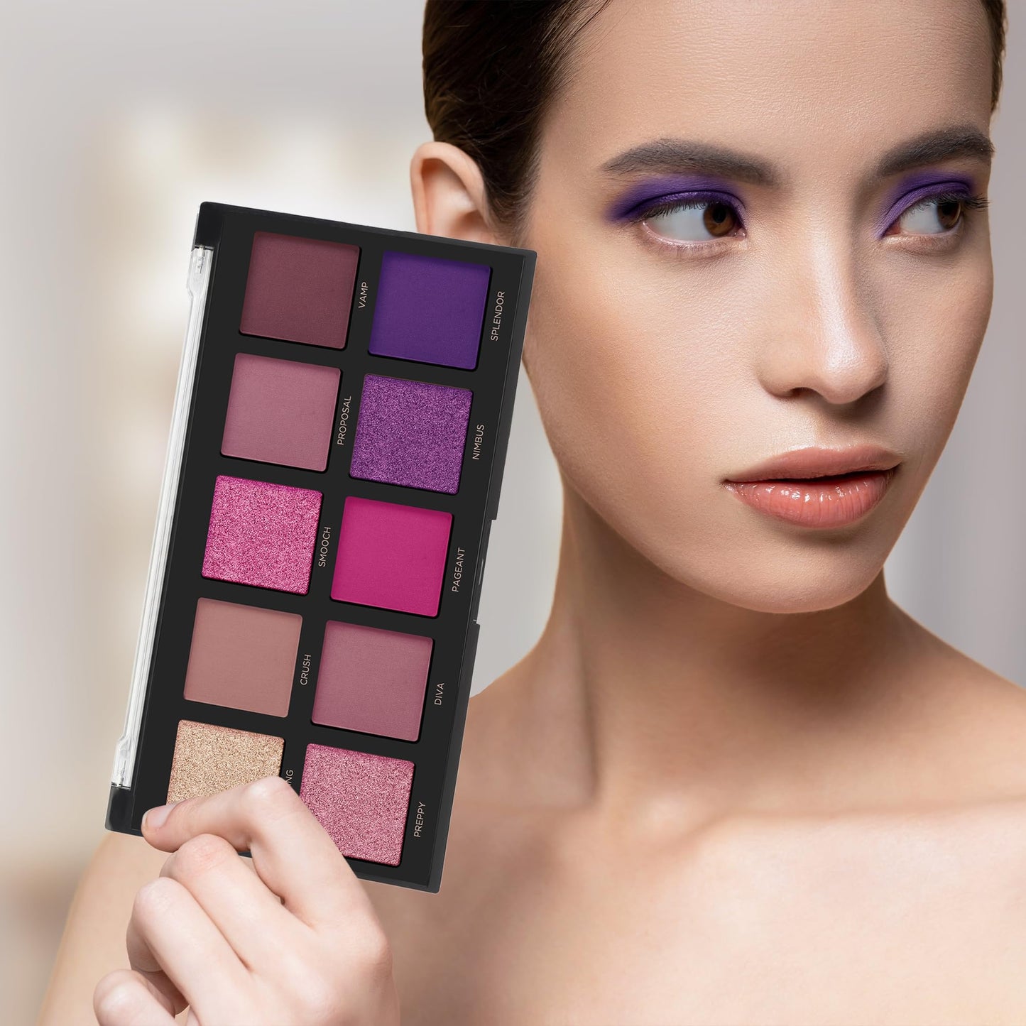 Profusion Cosmetics Fuchsia 10 Shades Eyeshadow Palette - Highly Pigmented, Long-Wearing, Intense Colour Payoff, Easy to Blend, Vegan & Cruelty-Free…