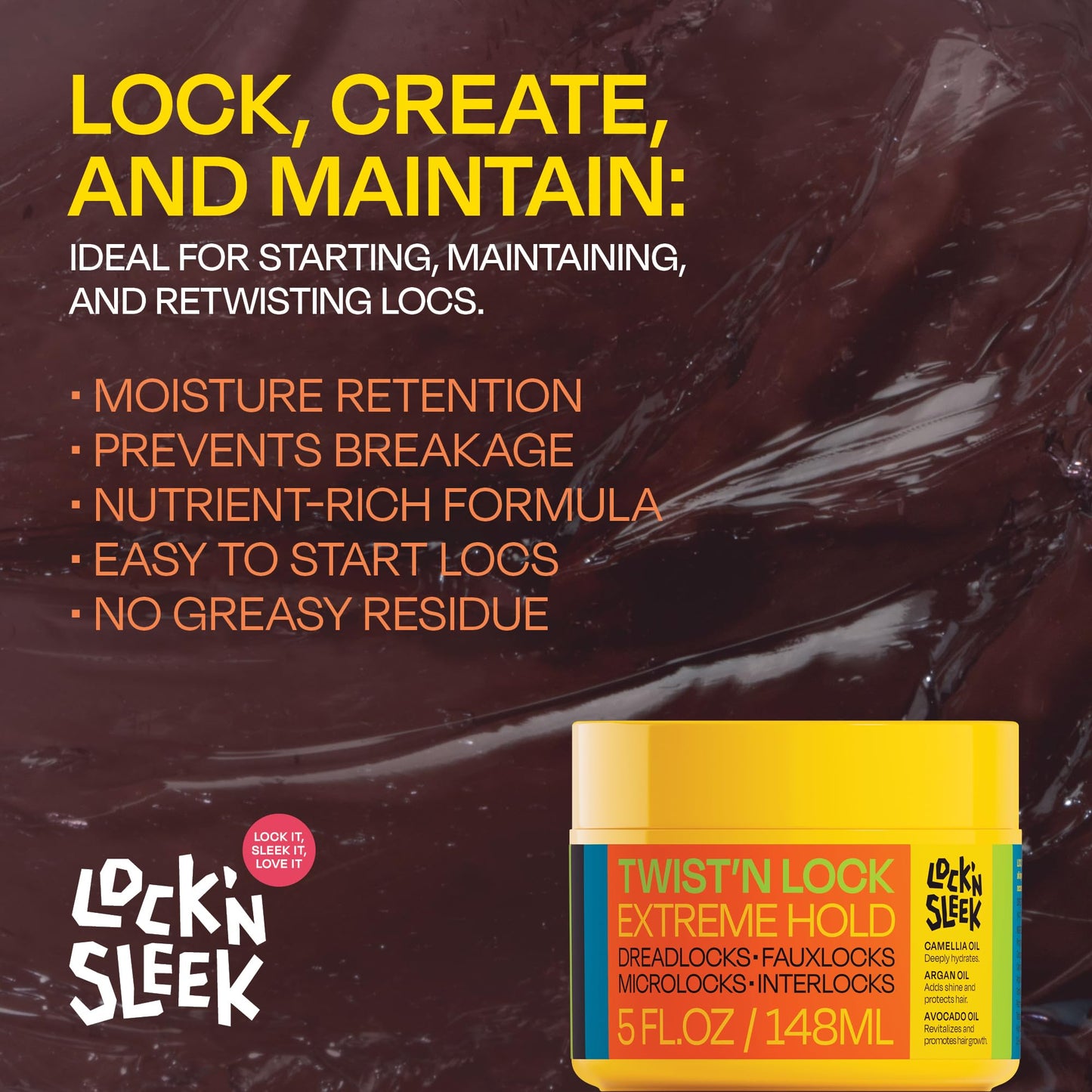 LOCK'N SLEEK Braiding Gel, Extreme Hold Braid, Loc, and Twist, Flake-Free, Tames Frizz, and Contol Edge (5 Fl Oz (Pack of 1))