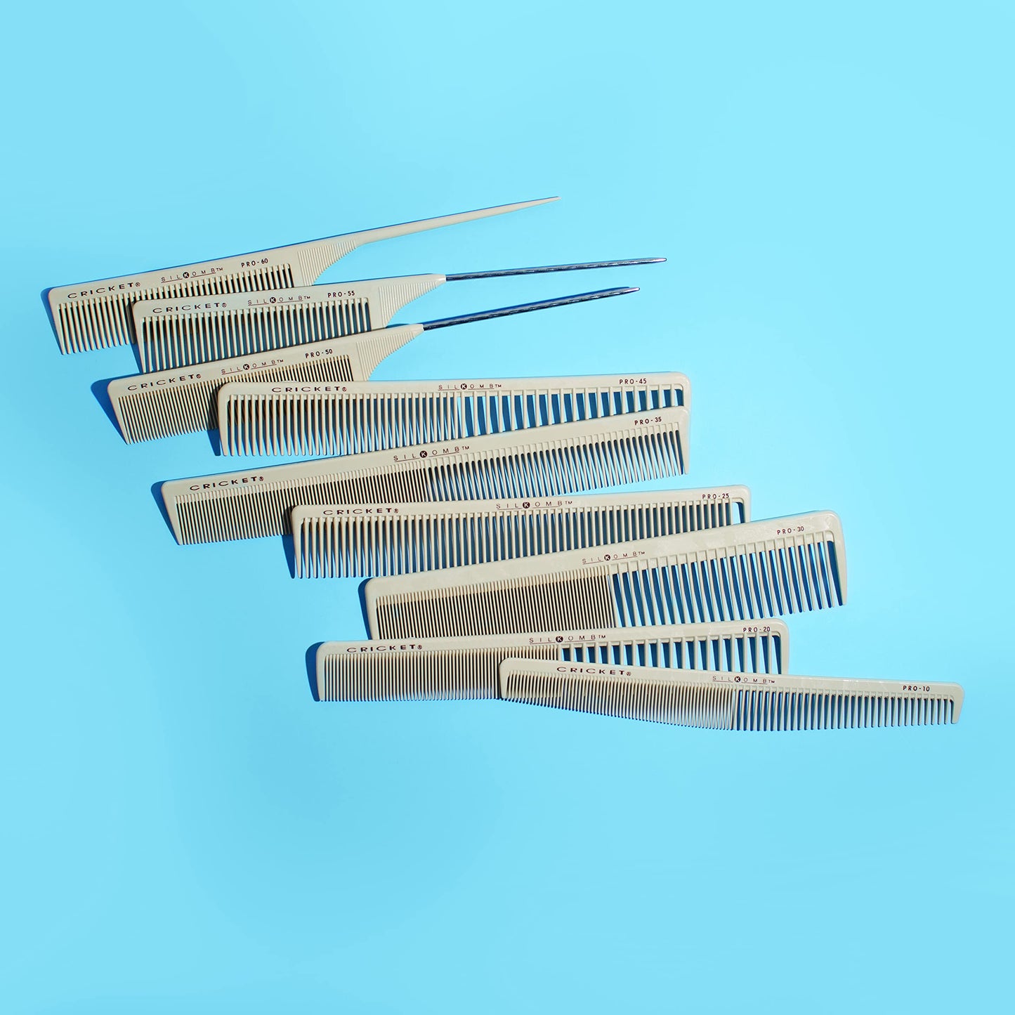 Cricket Silkomb Pro-20 All Purpose Hair Cutting Comb - Silicone-Injected, Seamless Teeth with Dual Tooth Pattern for Precision Cutting, Styling, Ideal