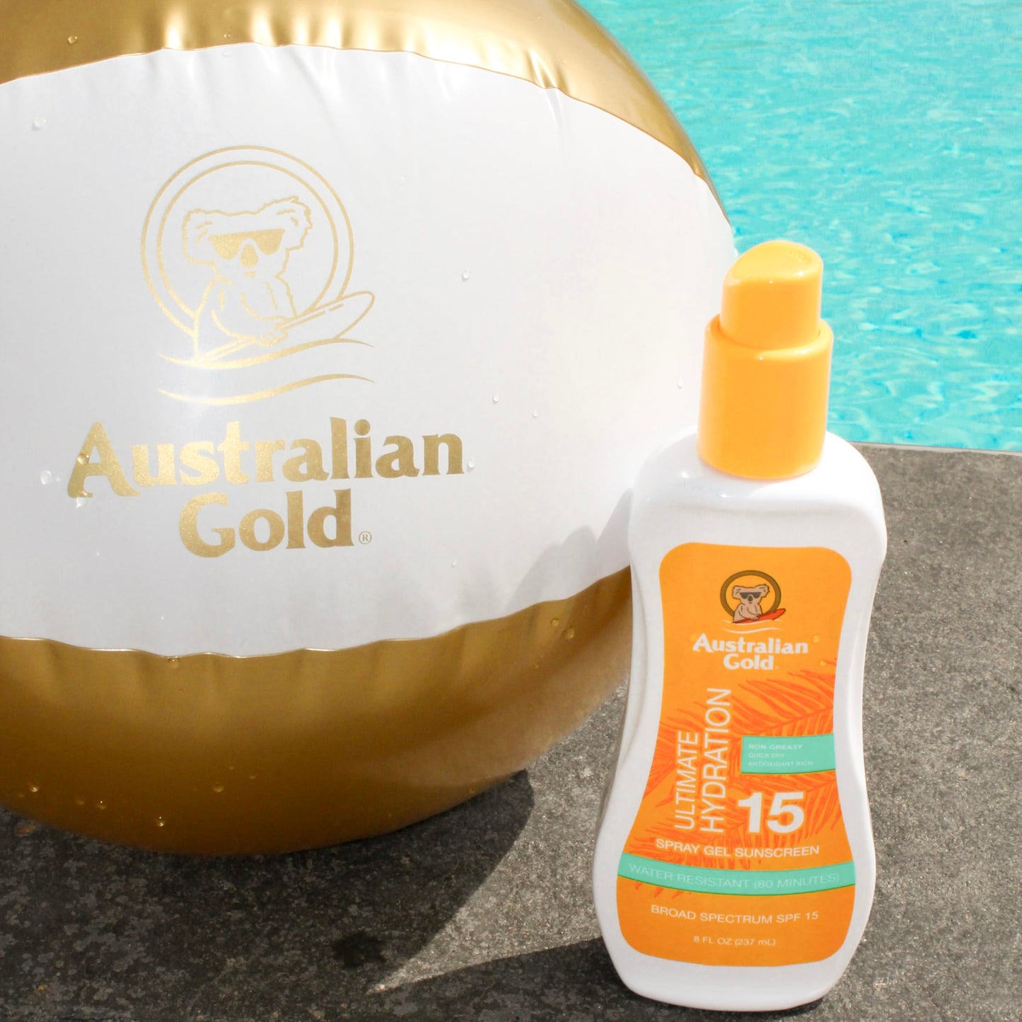 Australian Gold Spray Gel Sunscreen, Hydrate Skin, Broad Spectrum, Water Resistant, Non-Greasy, Oxybenzone Free, Cruelty Free, SPF 15, Moisturize-Max