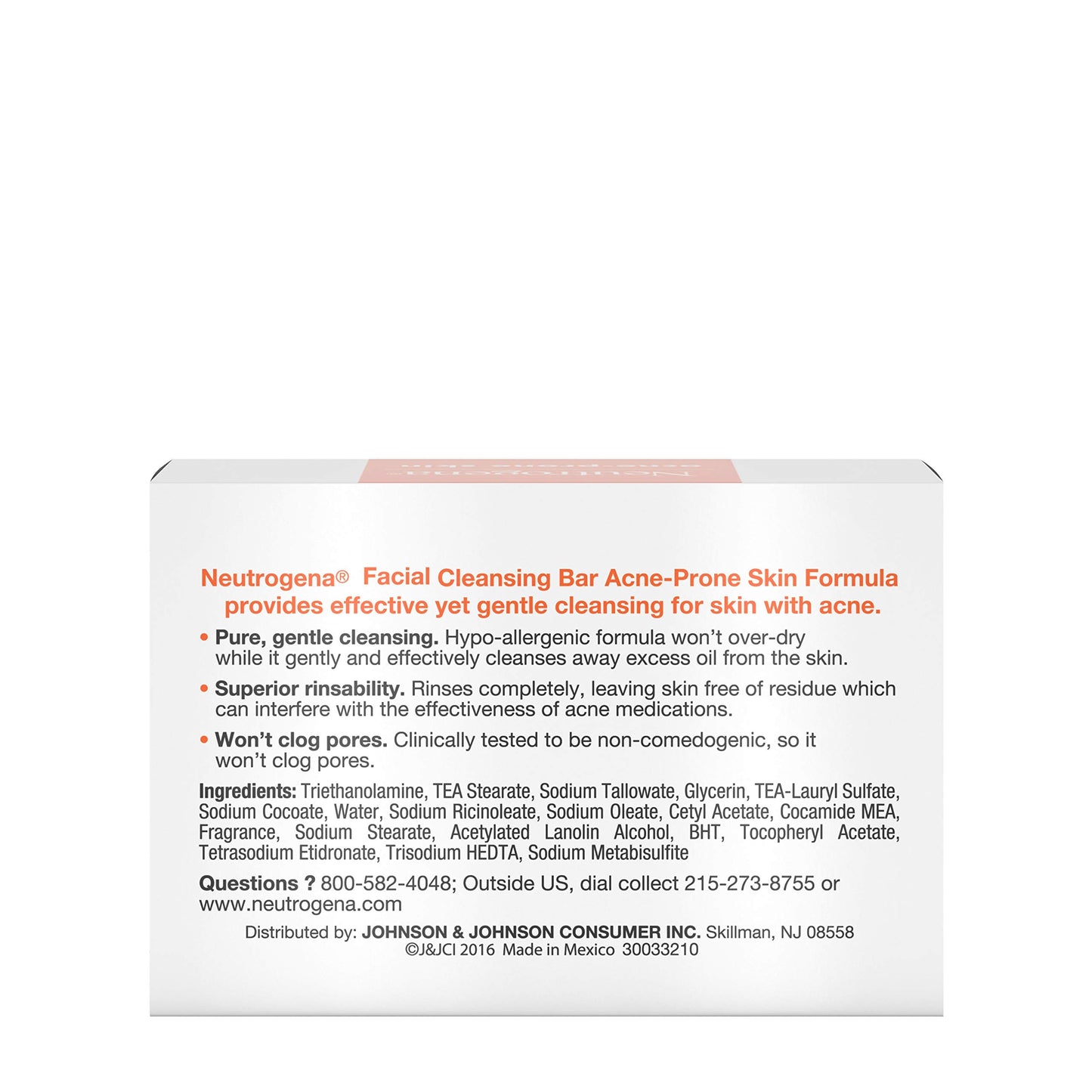 Neutrogena Facial Cleansing Bar Treatment for Acne-Prone Skin, Non-Medicated & Glycerin-Rich Hypoallergenic Formula with No Detergents or Dyes, 3.5 oz