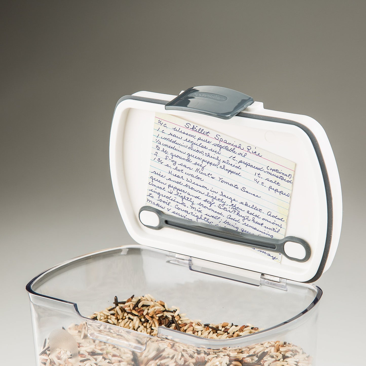 PrepWorks PKS-120 Plastic 2.5-Quart ProKeeper Grain Storage Container with Hinged Lid, 1 Piece, Clear and Black