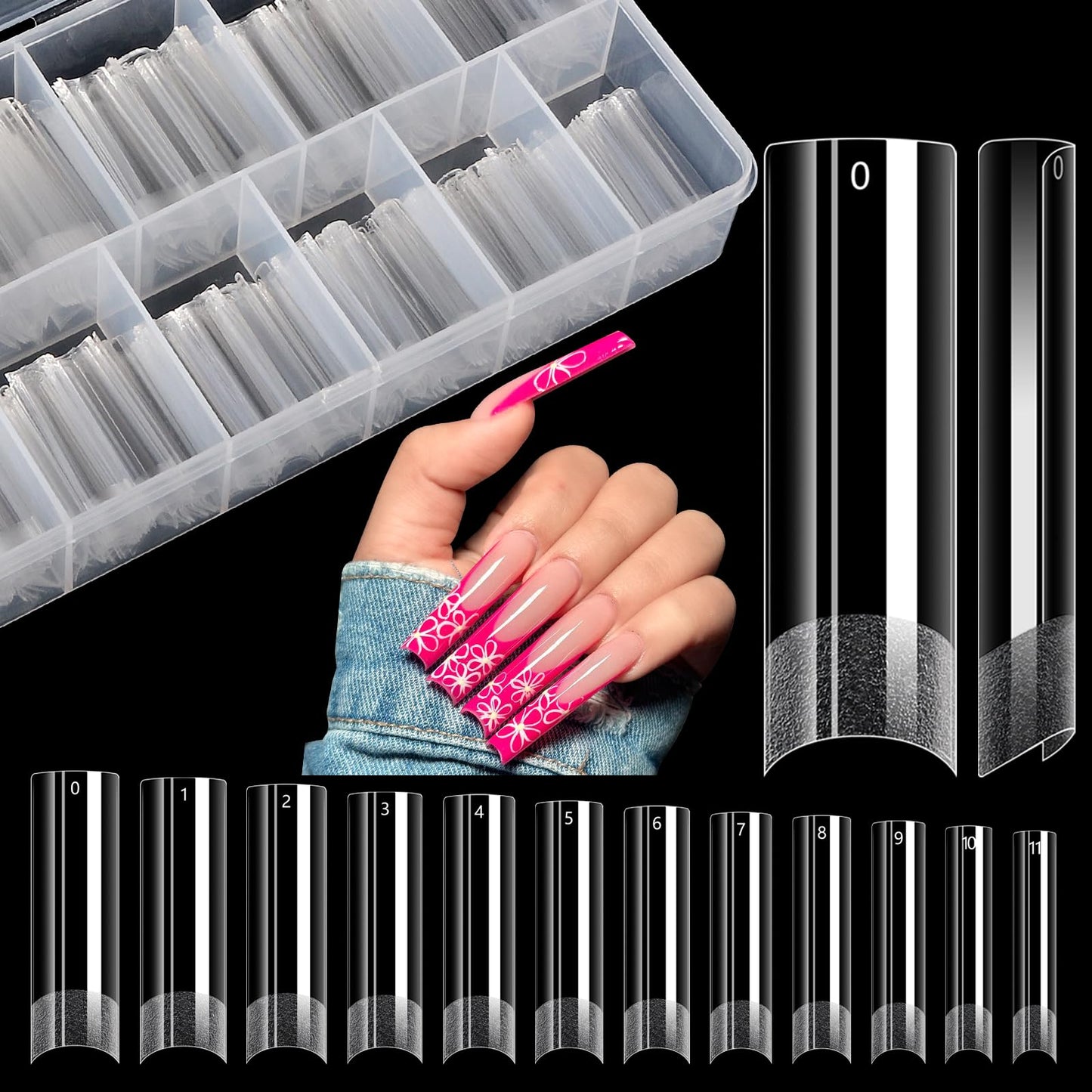 Lionvison Square Nail Tips NO C Curve, 504PCS XL Long Straight Flat Pre Shaped False Nails, Half Cover Clear Nail Tips for Acrylic Nails, French Nail Beauty and Personal Care LIONVISON