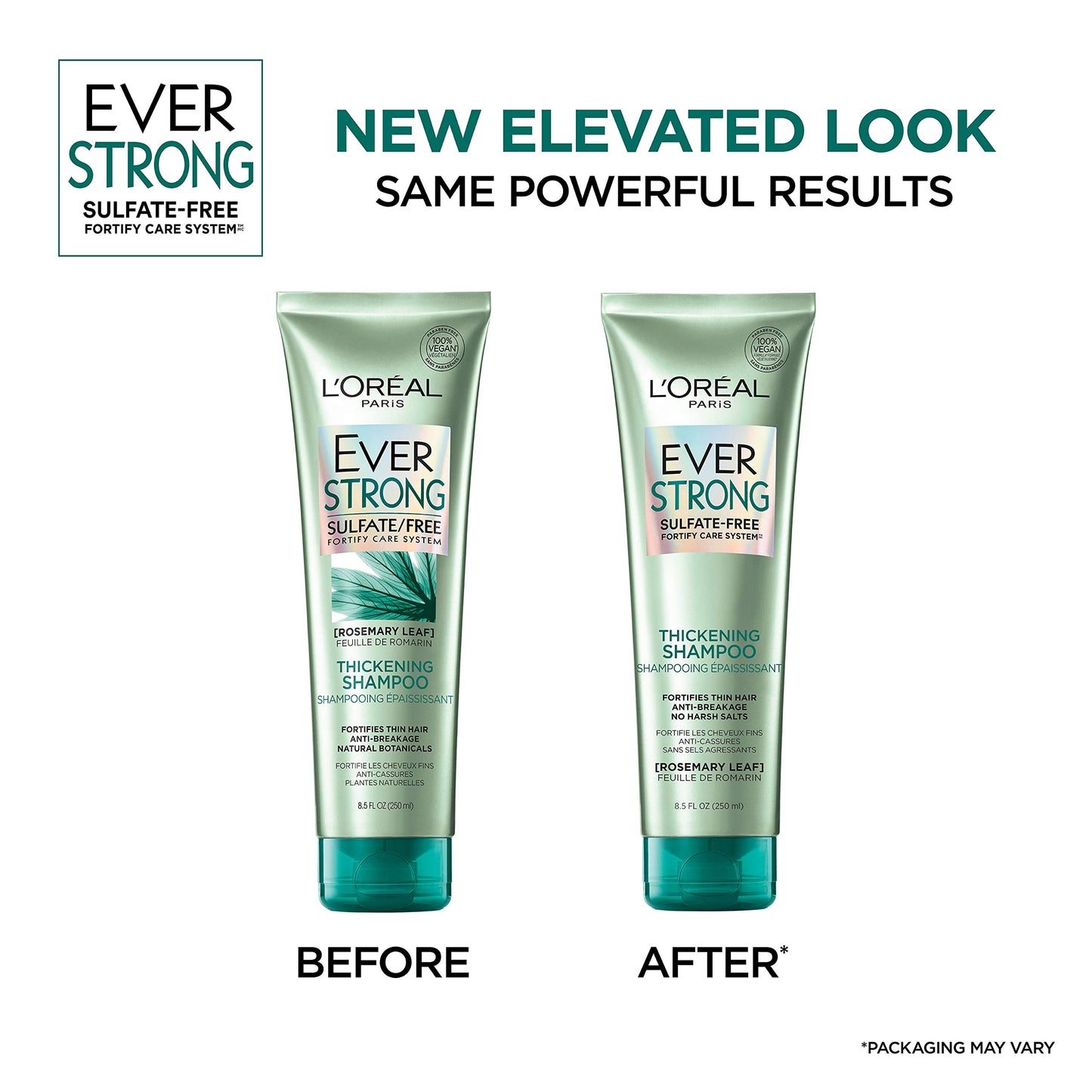 L'Oreal Paris EverStrong Thickening Sulfate Free Shampoo, Thickens + Strengthens, For Thin, Fragile Hair, with Rosemary Leaf, 2 Count (8.5 Fl; Oz