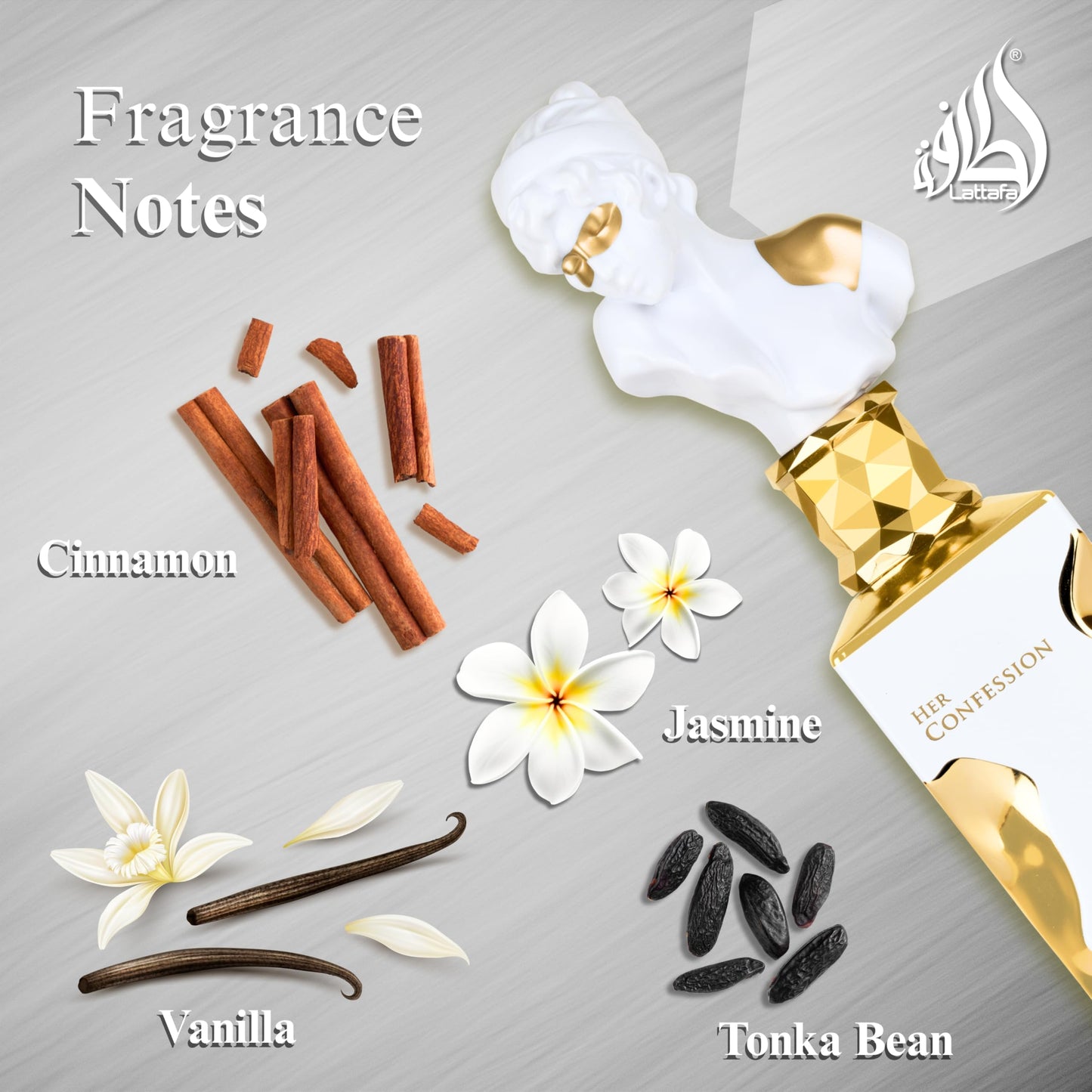 Lattafa Her Confession - Vanilla, Floral, Amber, Musk - Eau de Parfum Long-Lasting Fragrance for Women, 3.40 Ounce / 100 ml Beauty and Personal Care Lattafa
