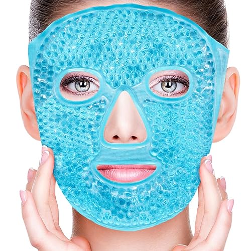 CONBELLA Cold Face Eye Masks Ice Face Mask Hot Cold Compress For Dark Circles, Puffiness, Migraines, Headache, Stress, Redness, Cooling Face Masks