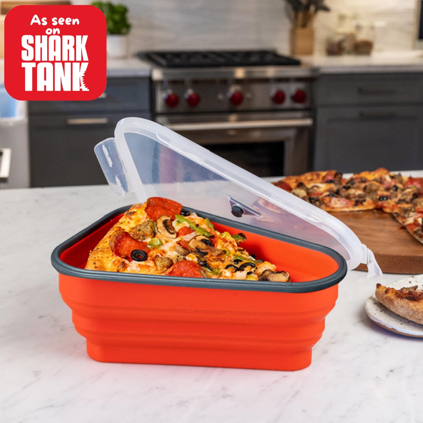 The Perfect Pizza Pack™ - Reusable Pizza Storage Container with 5 Microwavable Serving Trays - BPA-Free Adjustable Pizza Slice Container to Organize…