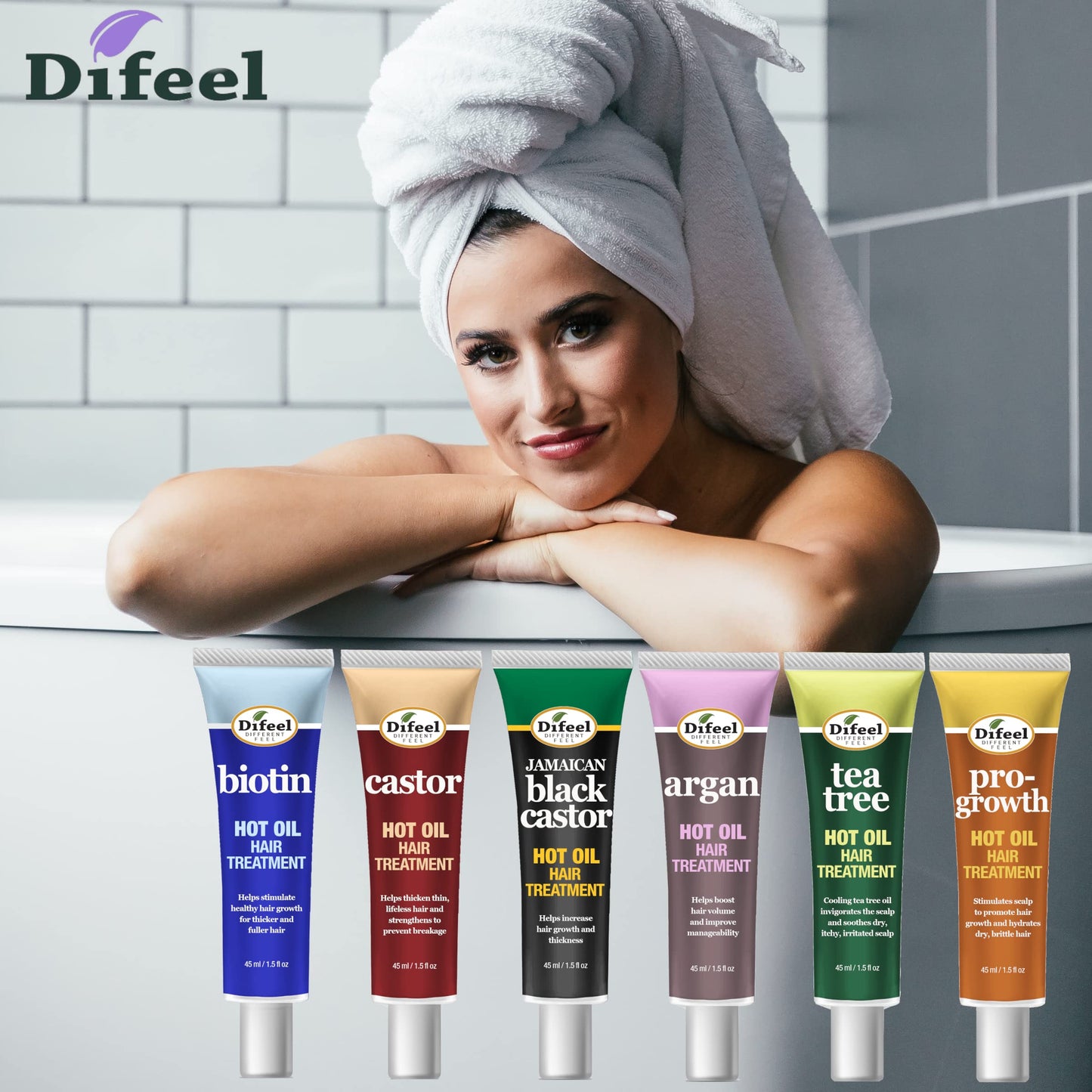 Difeel Hot Oil Hair Treatment with Argan Oil 1.5 oz. (Pack of 2)